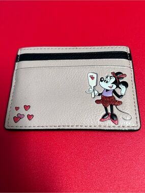 kate spade pale pink and black cardholder with heart accents